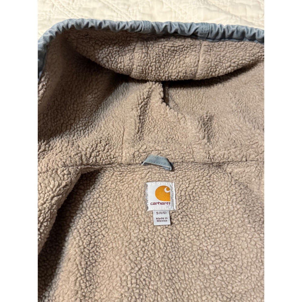 Carhartt WJ141 Sierra Jacket Women Small Blue Sherpa Lined Hooded Duck Coat - Picture 6 of 13